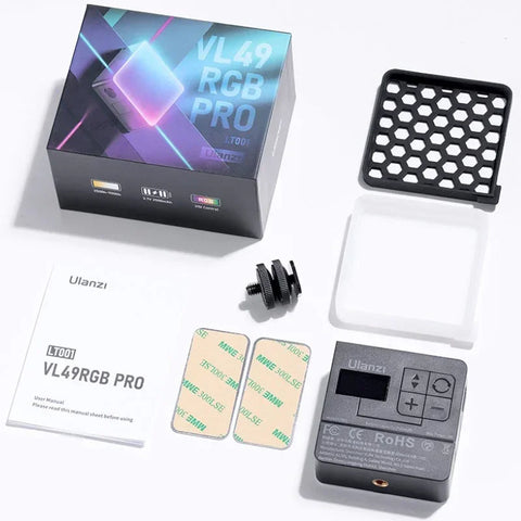 Ulanzi VL49 RGB Pro -valaistus-LED-valo valokuvaukseen/videoon - 2500mAh sisäinen akku