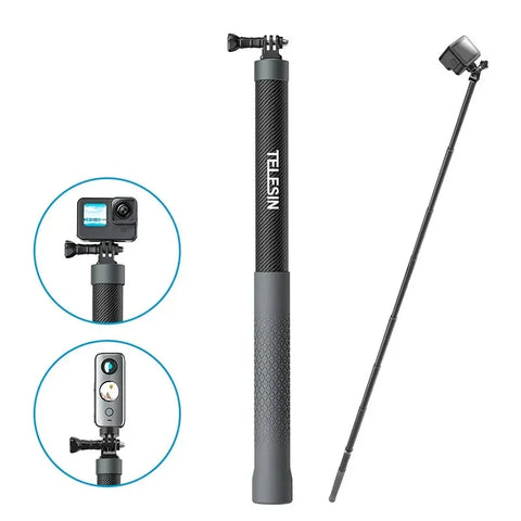 Telesin Handstativ - Selfiepinne Kolfiber 440-3000mm - V3 - Action King