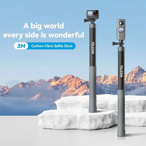 Telesin Handstativ - Selfiepinne Kolfiber 440-3000mm - V3 - Action King