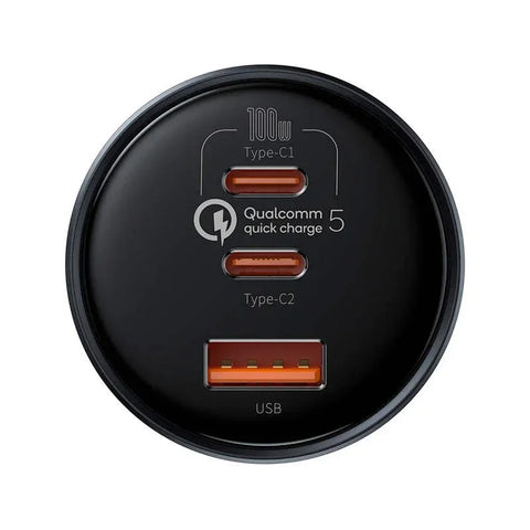 Baseus Qualcomm QC5 Car - Snabbladdare Bil QC5 / PPS 160W - 3xUSB Typ A/C - Svart