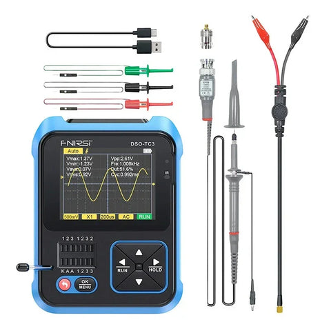 FNIRSI DSO-TC3 Portabelt Oscilloskop + Transistor-Testare + Signalgenerator 3 i 1 Mini - Kit