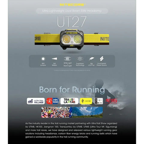 Nitecore UT27 -otsalamppu, kaksoiskeila, Elite - 800lm