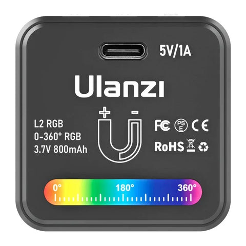 Ulanzi L2 RGB COB Magneettinen LED-valovalo valokuville/videoille - 800mAh Sisäinen akku - 1000 Lux - Pakkaus