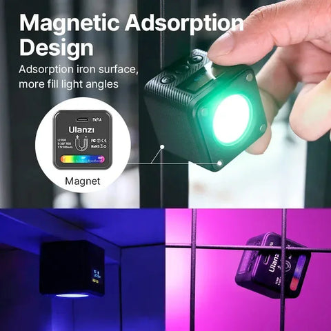 Ulanzi L2 RGB COB Magneettinen LED-valovalo valokuville/videoille - 800mAh Sisäinen akku - 1000 Lux - Pakkaus