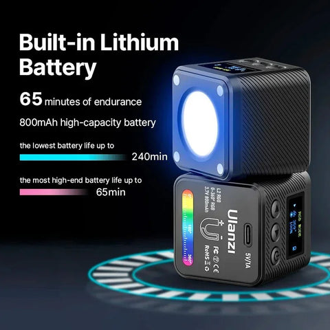 Ulanzi L2 RGB COB Magneettinen LED-valovalo valokuville/videoille - 800mAh Sisäinen akku - 1000 Lux - Pakkaus