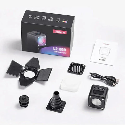 Ulanzi L2 RGB COB Magneettinen LED-valovalo valokuville/videoille - 800mAh Sisäinen akku - 1000 Lux - Pakkaus