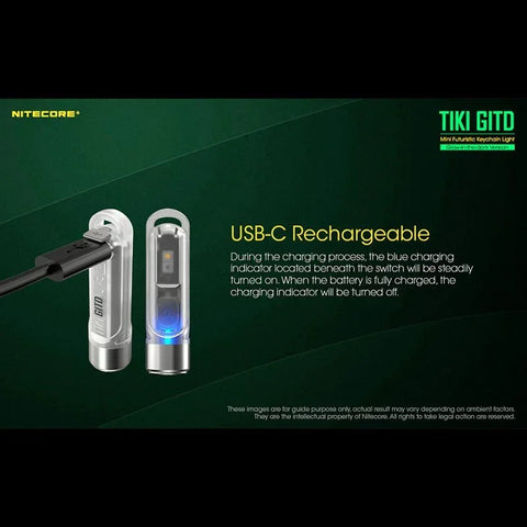 Nitecore TIKI GITD avaimenperävalo USB-C - 300lm