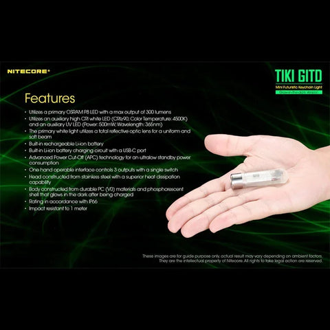 Nitecore TIKI GITD avaimenperävalo USB-C - 300lm