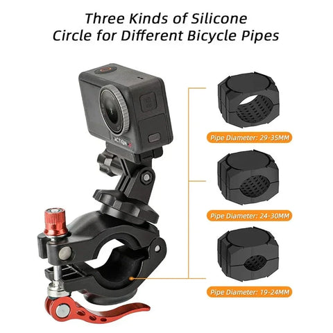 GoPro-kiinnike polkupyörän ohjaustankoon ja -putkiin 19-35 mm AirTag-pidikkeellä - kääntyvä 360°
