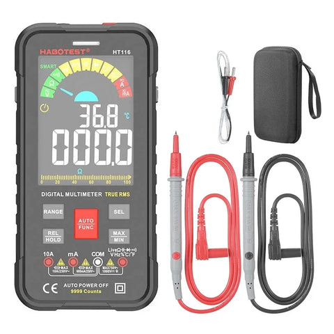 Habotest HT116 True RMS, NCV Digital Universal Multimeter Färgskärm