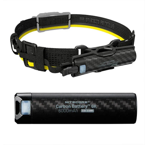 Nitecore Carbon 6K -sarja - Vedenpitävä hiilikuituakku - 6000mAh + pääpantasarja