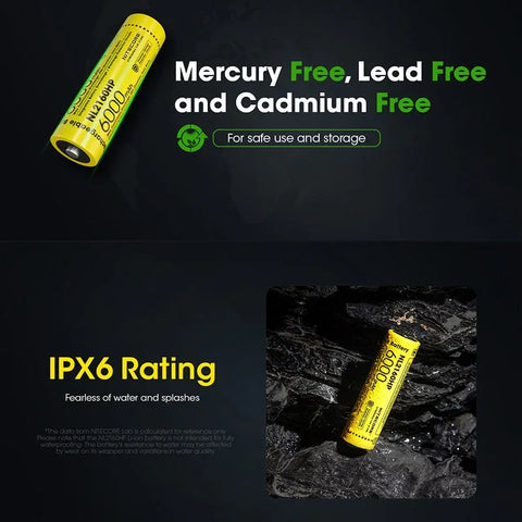 Nitecore NL2160HP Li-ion 21700 akku - 6000mAh, 3.6V, maks. 20A