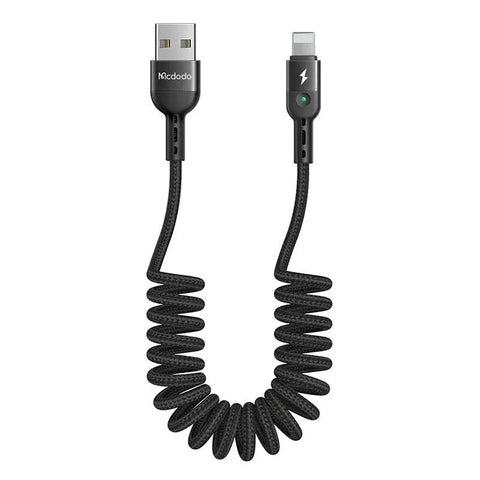 Mcdodo Spring Cable USB-A - Lightning CA-6410, USB-A - Lightning Kabel, Spiral, 2A, 1.8m - Svart
