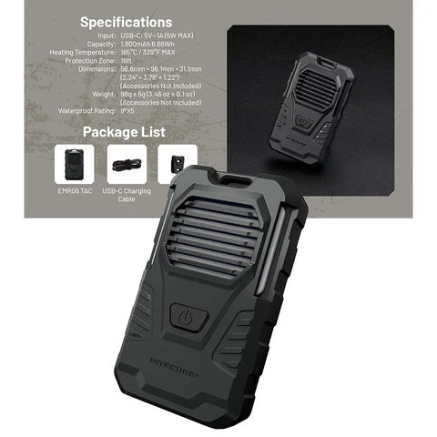Nitecore EMR06 TAC kannettava hyttyskarkotin V2 - ladattava 1800mAh