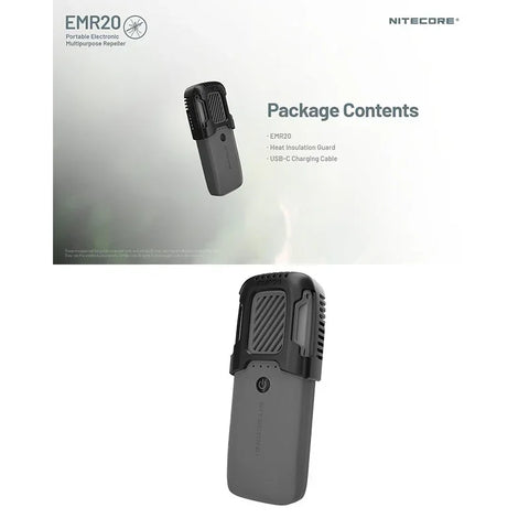 Nitecore EMR20 kannettava hyttyskarkotin varavirtalähteellä QC/PD 18W - ladattava 10000mAh