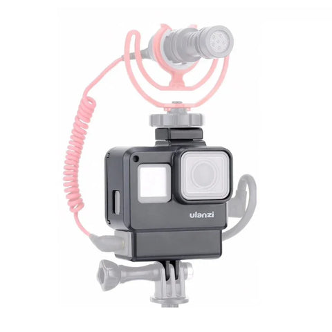 Suojaava kehys Vlogille, jossa lisävarustepidike kuuma-/kylmäkenkälle ja mikrofonisovittimelle GoPro Hero5/6/7 -kameroille - Kit