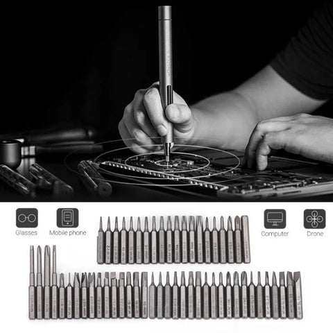 Wowstick 1F+ Elektrisk skruvmejsel - 69 i 1 - Kit - Rymdgrå