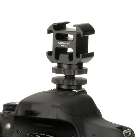 Ulanzi PT-3S Hållare för Tillbehör hot/cold shoe - Trippel till 1/4" skruv med Adapter Blixtsko - Aluminium - Kit
