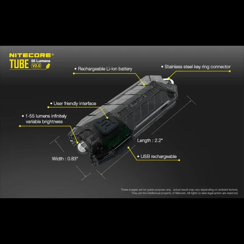 Nitecore TUBE V2.0 Avaimenperävalo - Musta - 55lm