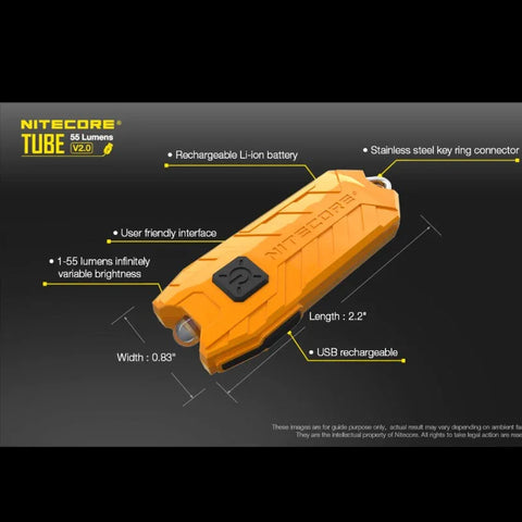 Nitecore TUBE V2.0 Avaimenperävalo - Oranssi - 55lm