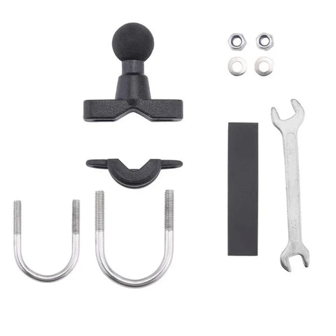 Fäste dubbelledad för rör, cykel, MC - 360 kulled - Kraftig - Aluminium - Kit - Action King