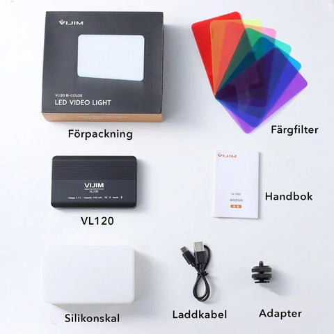 Ulanzi VIJIM VL120 LED-valaistus valokuvaukseen/videoon - 3100mAh sisäinen akku - 1250 luksia - pakkaus