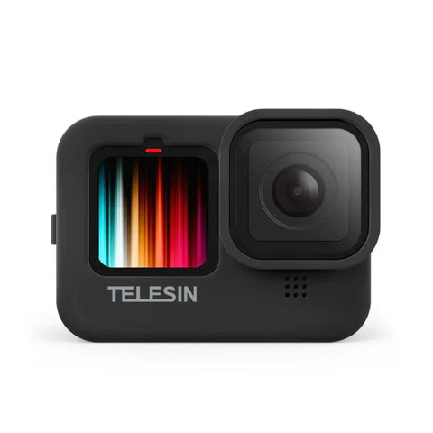 Telesin-silikonikotelo GoPro Hero13/12/11/10/9 -kameralle, musta - linssinsuojus, rannehihna - musta