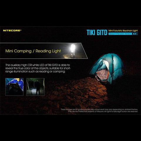 Nitecore TIKI GITD sininen avaimenperävalo USB-C - 300lm