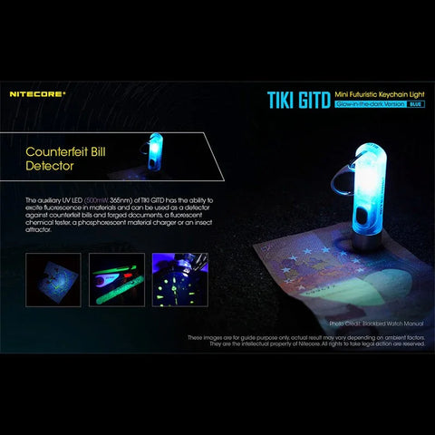 Nitecore TIKI GITD sininen avaimenperävalo USB-C - 300lm