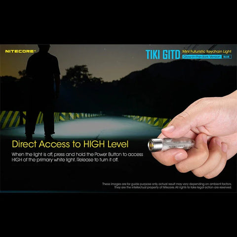 Nitecore TIKI GITD sininen avaimenperävalo USB-C - 300lm