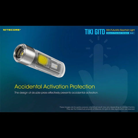 Nitecore TIKI GITD sininen avaimenperävalo USB-C - 300lm