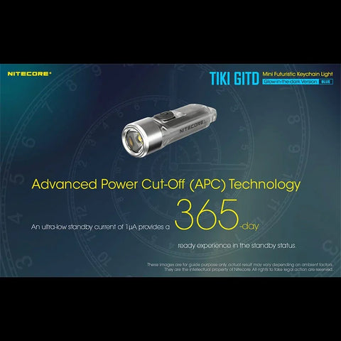 Nitecore TIKI GITD sininen avaimenperävalo USB-C - 300lm