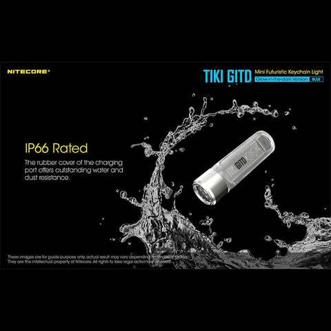 Nitecore TIKI GITD sininen avaimenperävalo USB-C - 300lm