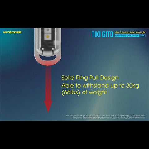 Nitecore TIKI GITD sininen avaimenperävalo USB-C - 300lm