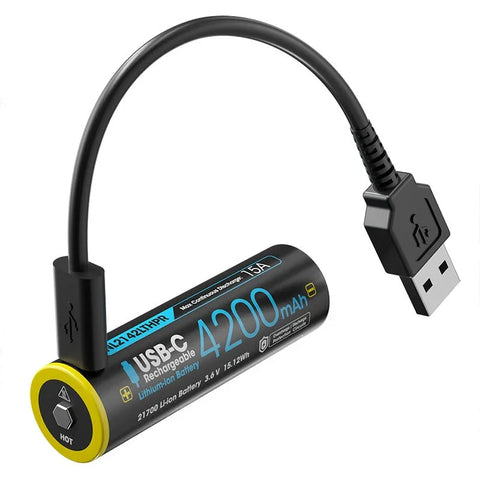 Nitecore NL2142LTHPR Li-ion 21700 akku, matala lämpötila - 4200mAh, 3,6V, maks. 15A, USB-C-lataus