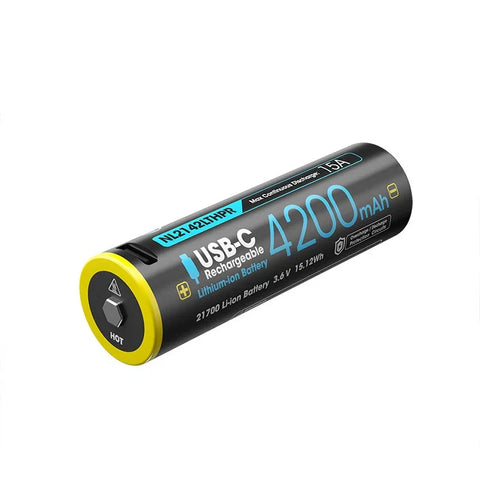 Nitecore NL2142LTHPR Li-ion 21700 akku, matala lämpötila - 4200mAh, 3,6V, maks. 15A, USB-C-lataus