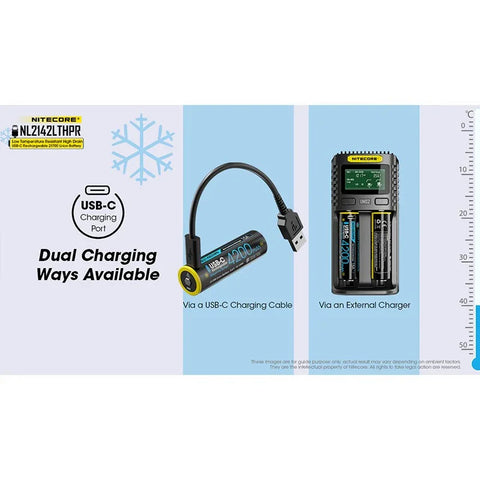 Nitecore NL2142LTHPR Li-ion 21700 akku, matala lämpötila - 4200mAh, 3,6V, maks. 15A, USB-C-lataus
