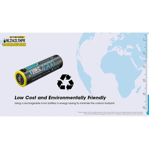 Nitecore NL2142LTHPR Li-ion 21700 akku, matala lämpötila - 4200mAh, 3,6V, maks. 15A, USB-C-lataus
