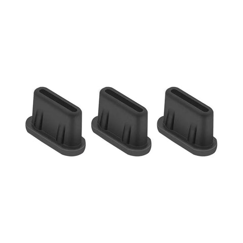 Suojaus / Pistoke USB-C-liittimelle - Silikoni - 3 kpl - Musta