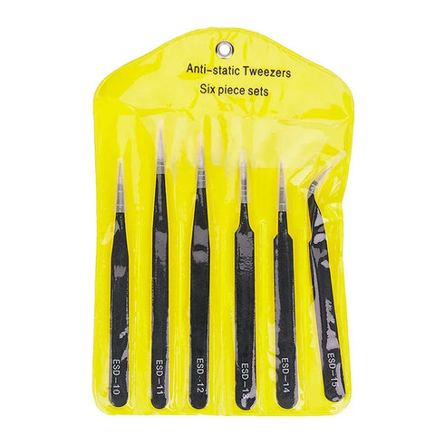 ESD-antistaattiset Precision-pinsetit, 6 kpl mikrokuitua - pakkaus