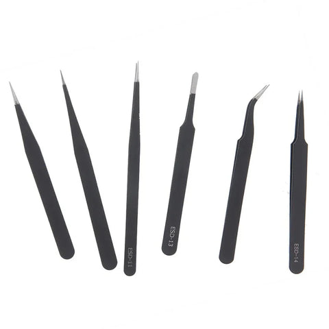ESD-antistaattiset Precision-pinsetit, 6 kpl mikrokuitua - pakkaus