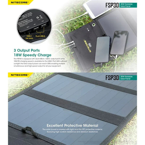 Nitecore FSP30 Taittuva Aurinkopaneeli 30W - Erittäin Kannettava Aurinkopaneeli 30W
