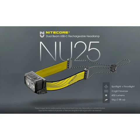 Nitecore NU25 V2 otsalamppu, kaksoiskeila - 400lm