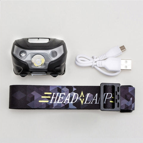 140LM Outdoor Mini USB-laddningsbar pannlampa med rörelsesensor