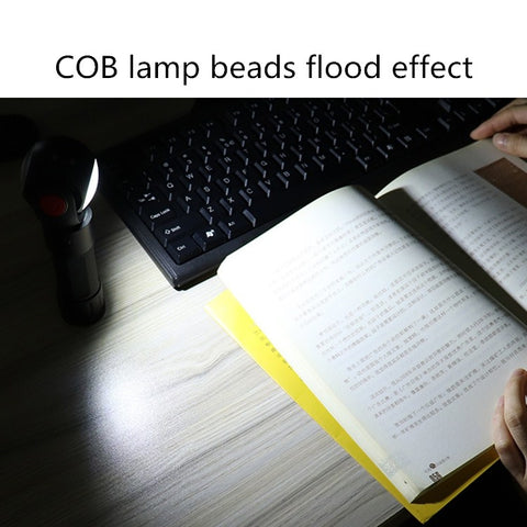 SKYWOLFEYE 360° Roterbar USB-Uppladdningsbar LED Ficklampa med Magnet och COB-arbetsljus