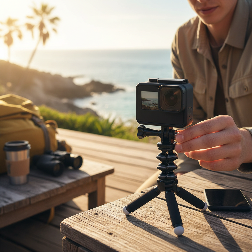 Adapter GoPro-fäste till 1/4" kameraskruv (Miljöbild)