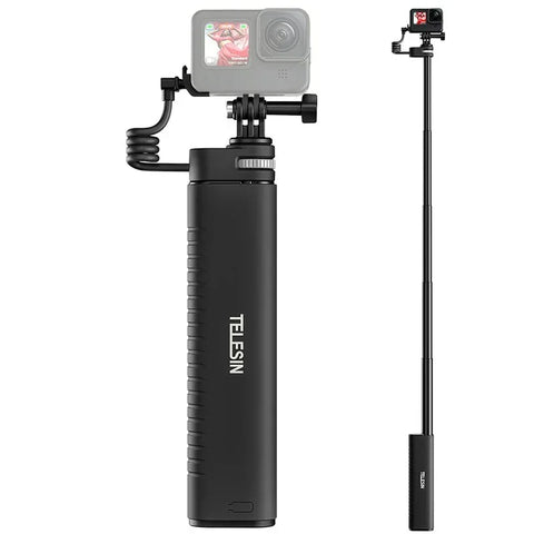 Telesin Selfie-keppi 10000mAh varavirtalähteellä, USB-C, QC / PD 18W, 216-900mm - Setti