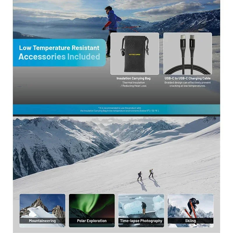 Nitecore Summit 10000 PowerBank - 10000mAh Uppvärmning - Kolfiber - Action King
