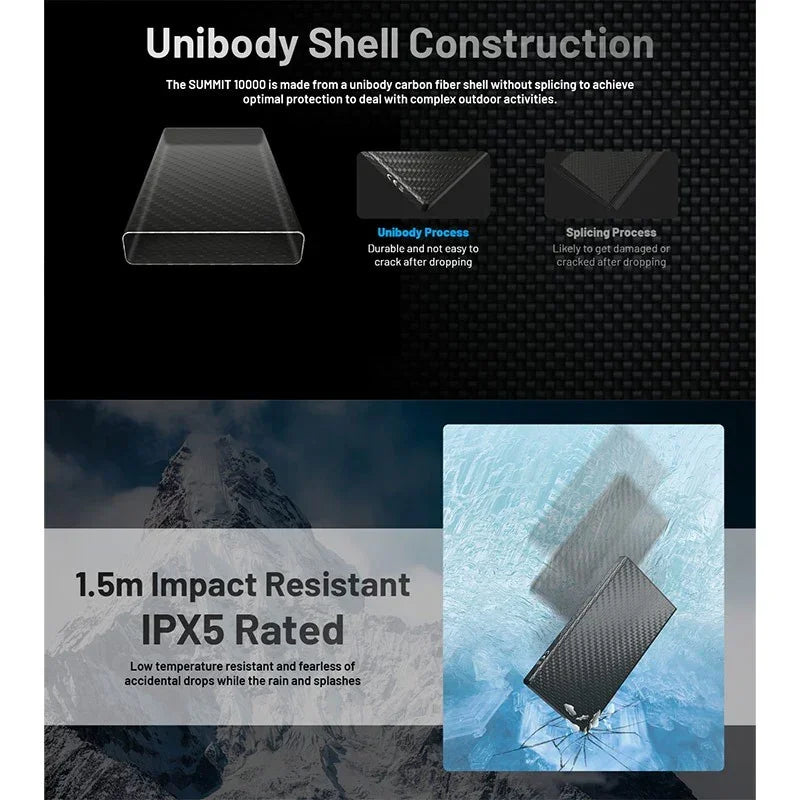Nitecore Summit 10000 PowerBank - 10000mAh Uppvärmning - Kolfiber - Action King