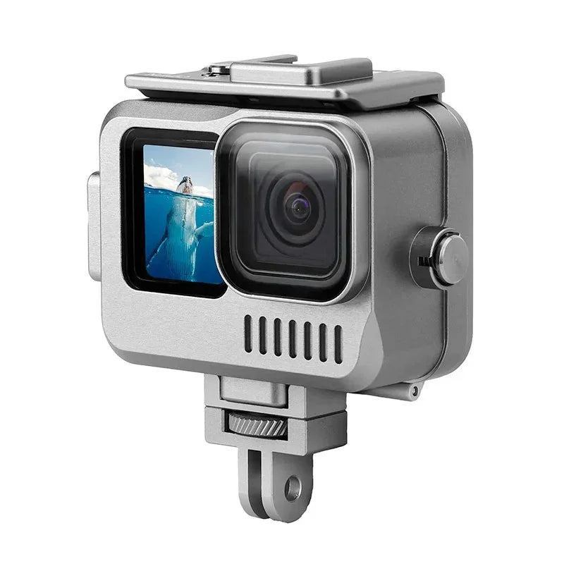 Vattentätt skal Aluminium med tillbehörshållare cold shoe till GoPro Hero12/11/10/9 Black - Action King